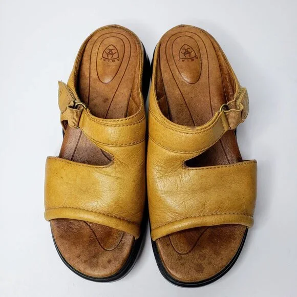 Ariat Distressed Leather Two Strap Slide On Sandals 6B - Picture 3 of 11